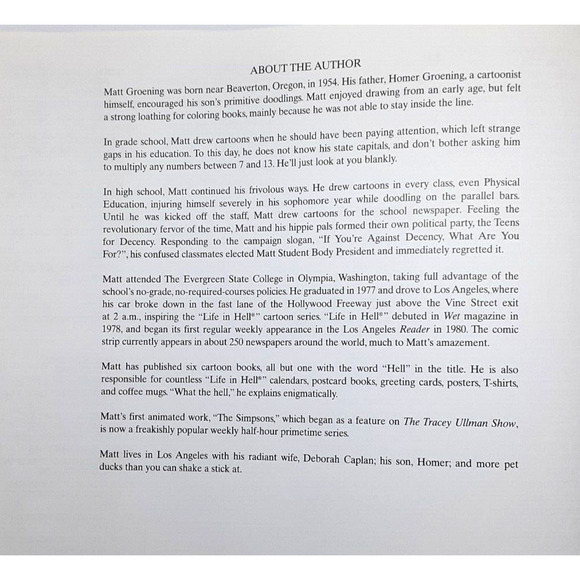 THE BIG BOOK OF HELL Hardcover 1st ed. Matt Groening SIMPSONS Cartoons VGUC 1990 - Picture 9 of 12